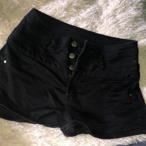 High-Waisted Black Jean Shorts
